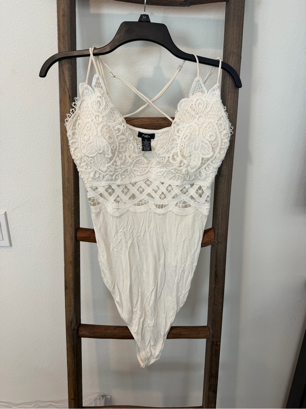 Rue21 White Lace Crochet Bodysuit